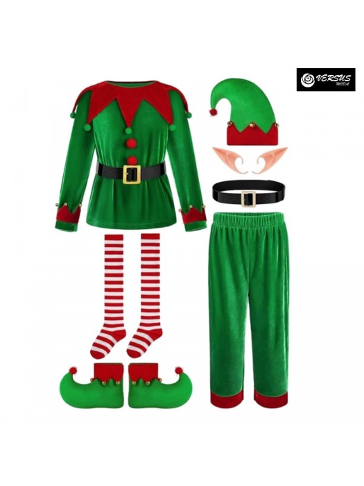 Vestito Costume Elfo Babbo Natale Bambini Adulti Cosplay Elf Suit ELF015